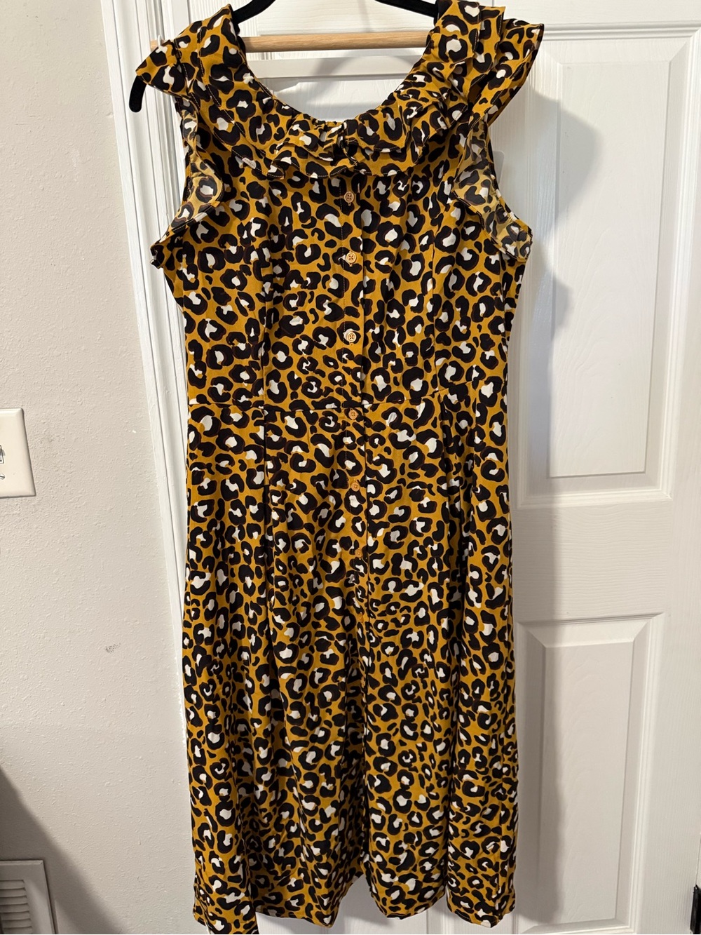 Who What Wear Mustard Yellow Leopard Print Dress